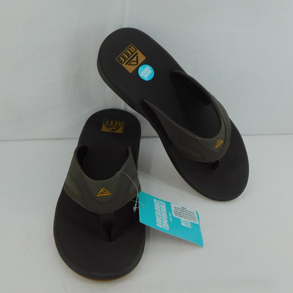 REEF Men's Flip Flops Fanning Brown Gum Bottle Sandal Opener Size 9 New